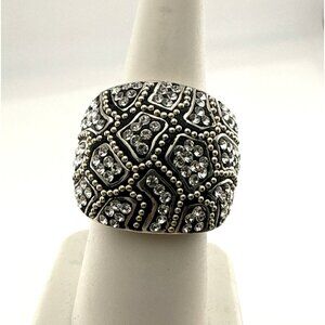 Chelsea Taylor Ring Swarovski Crystal Wide Band Sterling Silver size 7 QVC 925